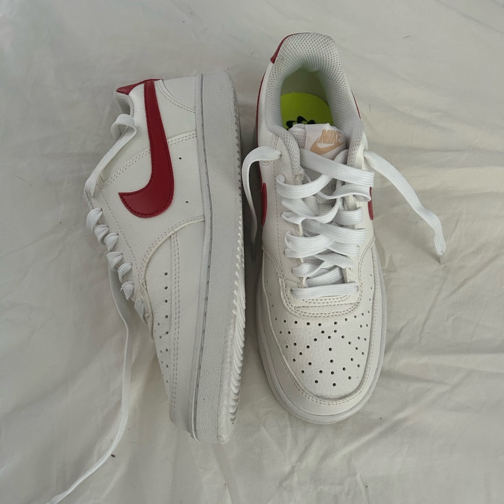 Nike court vision sneakers red and white size 8